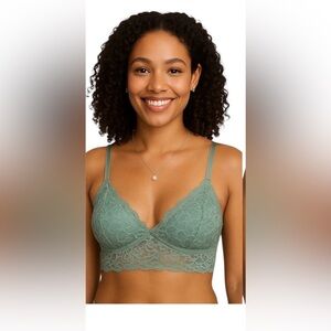 Body Frosting Sexy Lace Green Sage Padded Bralet Size: Medium